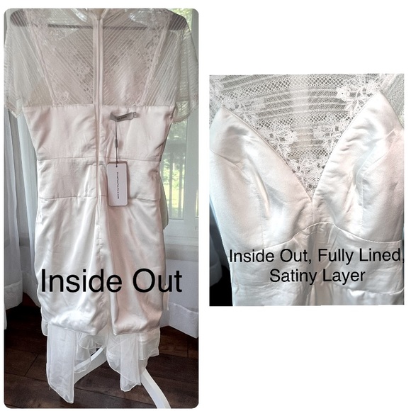 Three Floor After Party Dress Short Sleeve Off White Size 8 NWT - Picture 12 of 16